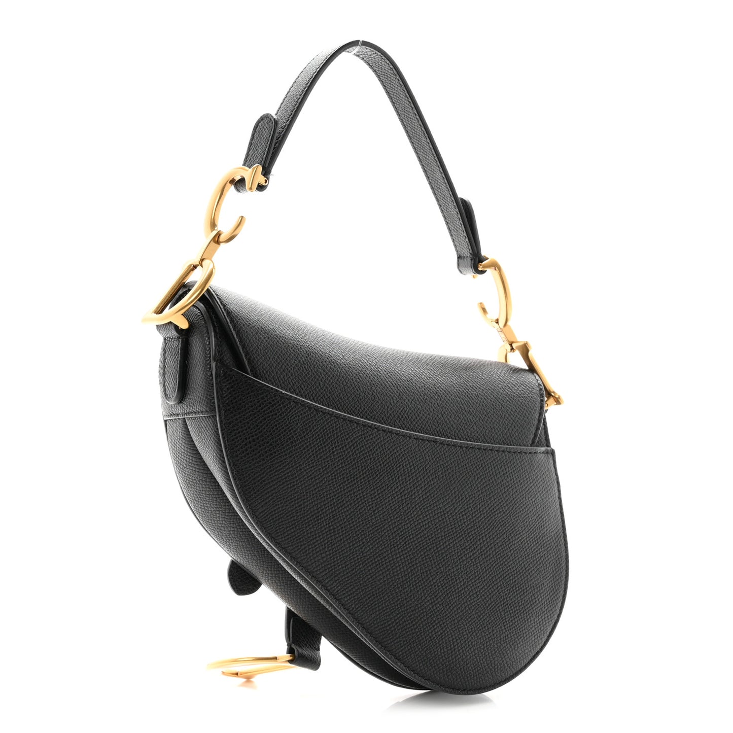 Grained Calfskin Mini Saddle Bag Black