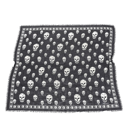 Alexander McQueen Silk Chiffon Skull Scarf Black White 1 of 4