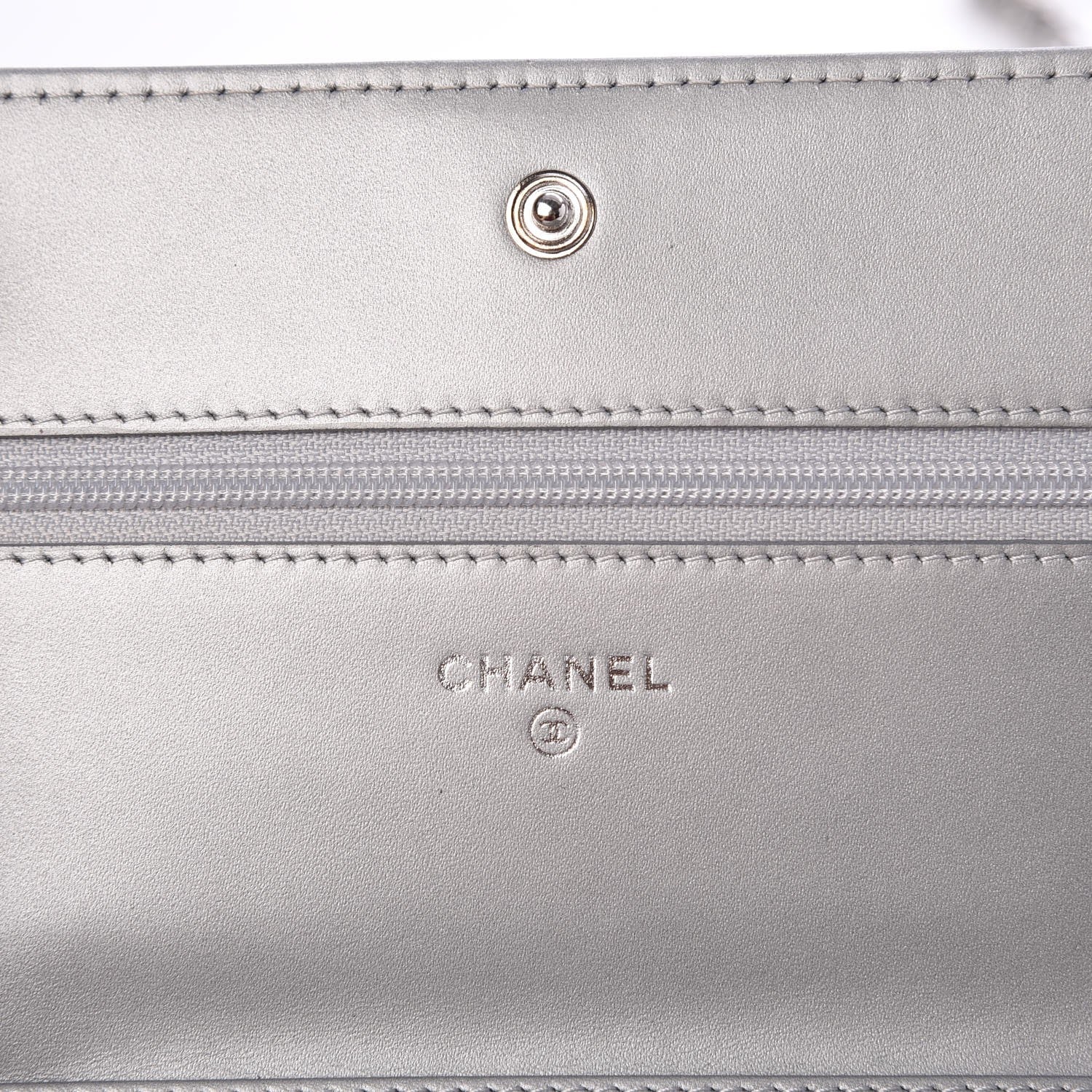 Chanel Metallic Aged Calfskin Quilted Boy Wallet On Chain WOC Silver 6 of 9