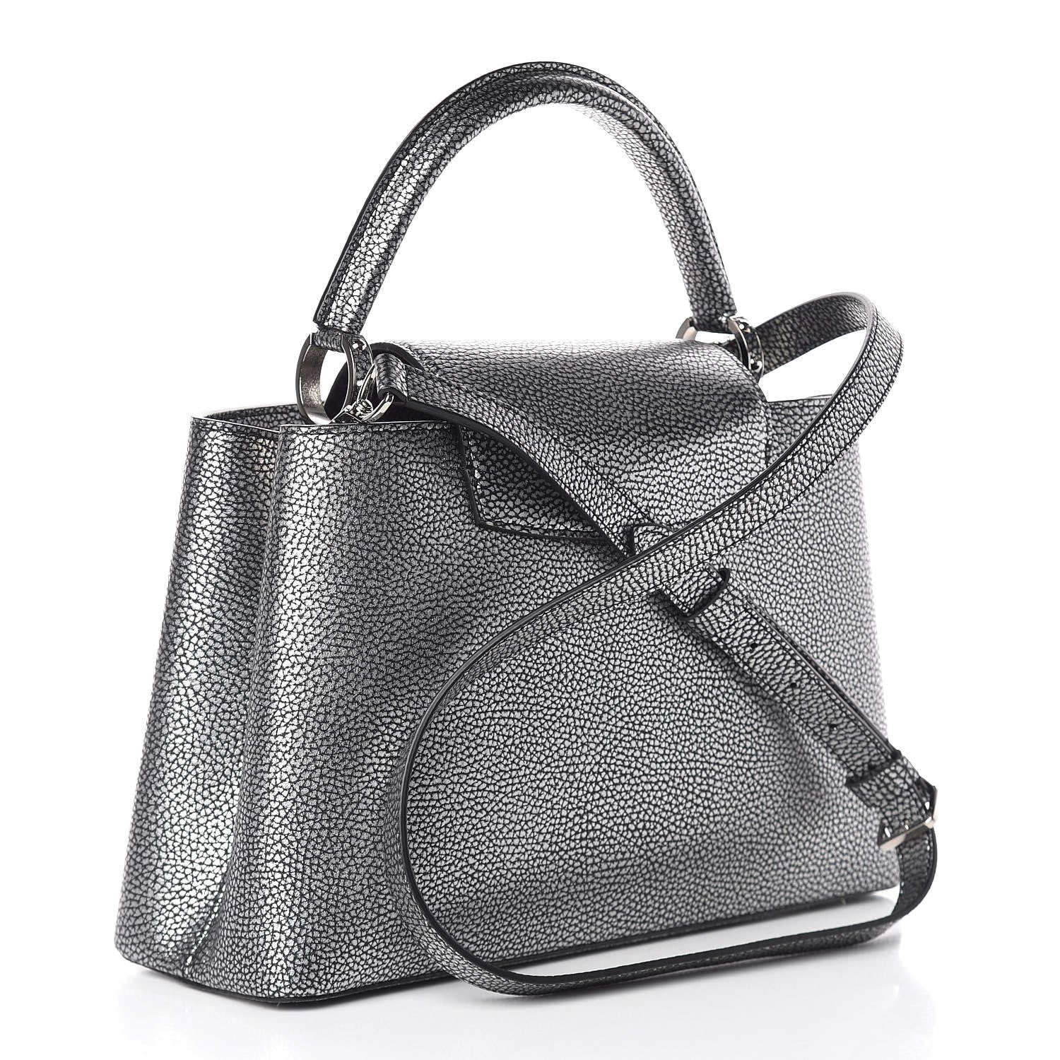 Louis Vuitton Metallic Taurillon Capucines PM Silver Black 3 of 11