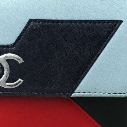 Chanel Lambskin Airlines Wallet On Chain WOC Blue Black Red 10 of 15