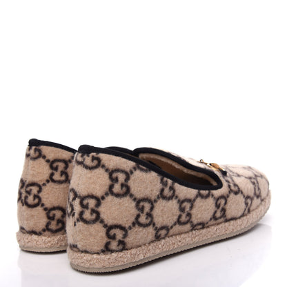 Gucci Covered Wool GG Monogram Mens Fria Horsebit Loafers 10.5 Beige Ebony Black Butterscotch 4 of 11