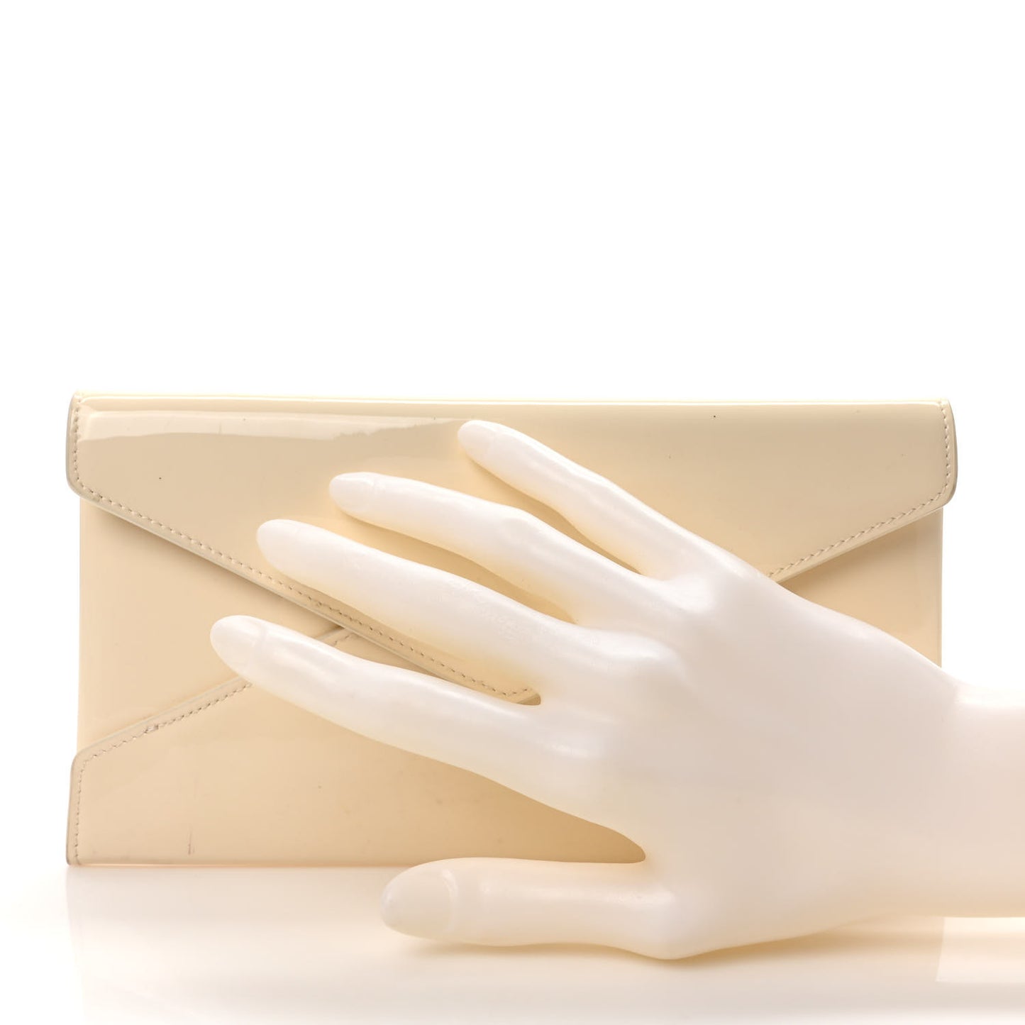 Patent Paloma Envelope Clutch Off White