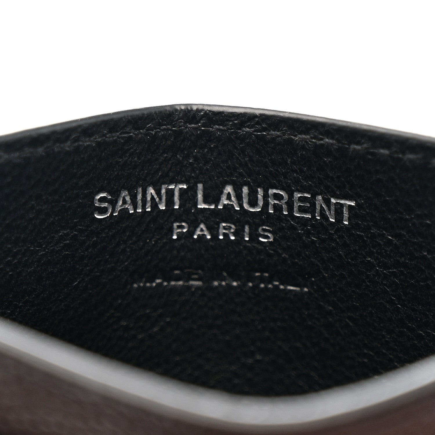 Saint Laurent Grain De Poudre Matelasse Chevron Monochrome Monogram Credit Card Case Black 6 of 7
