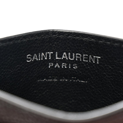 Saint Laurent Grain De Poudre Matelasse Chevron Monochrome Monogram Credit Card Case Black 6 of 7