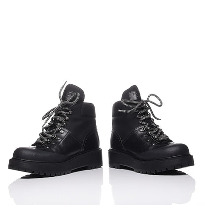 Prada Calfskin Canvas Lace Up Combat Boots 38 Black 5 of 10