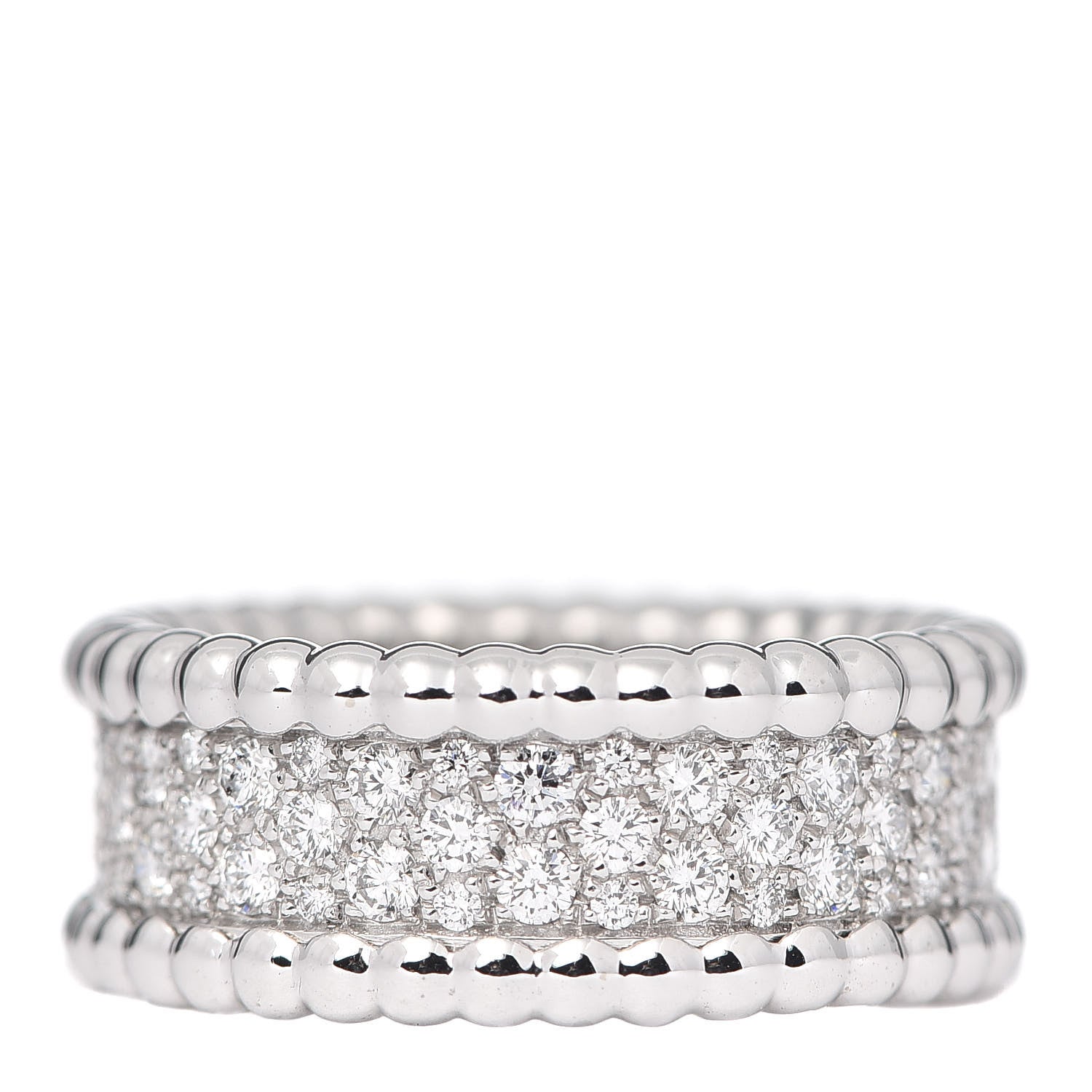 Van Cleef & Arpels 18K White Gold Diamond Perlee 3-Row Ring 49 4.75 3 of 5