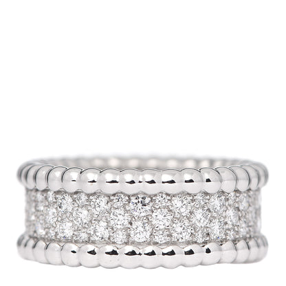 Van Cleef & Arpels 18K White Gold Diamond Perlee 3-Row Ring 49 4.75 3 of 5
