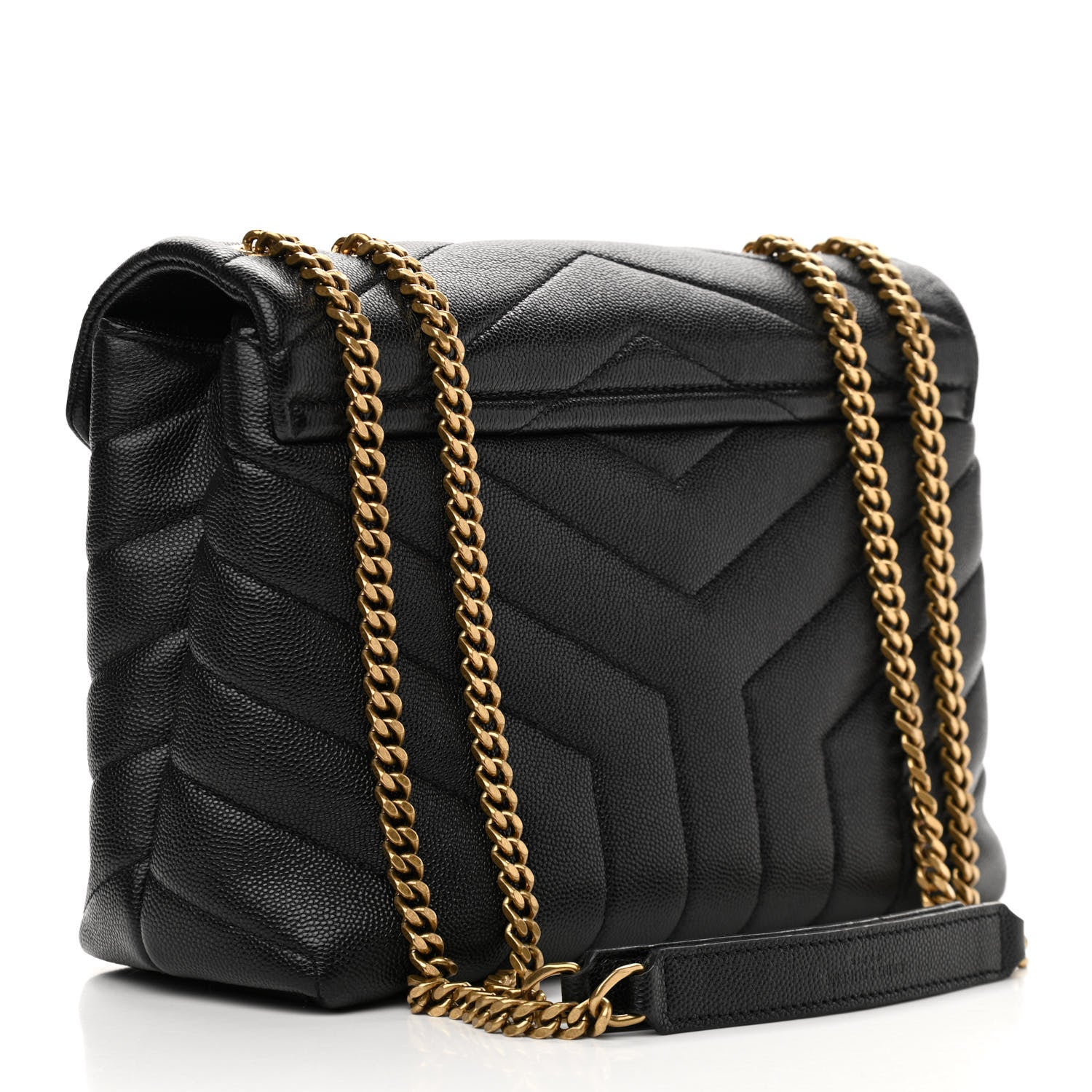 Saint Laurent Grain de Poudre Calfskin Y Quilted Monogram Small Loulou Chain Satchel Black 3 of 10