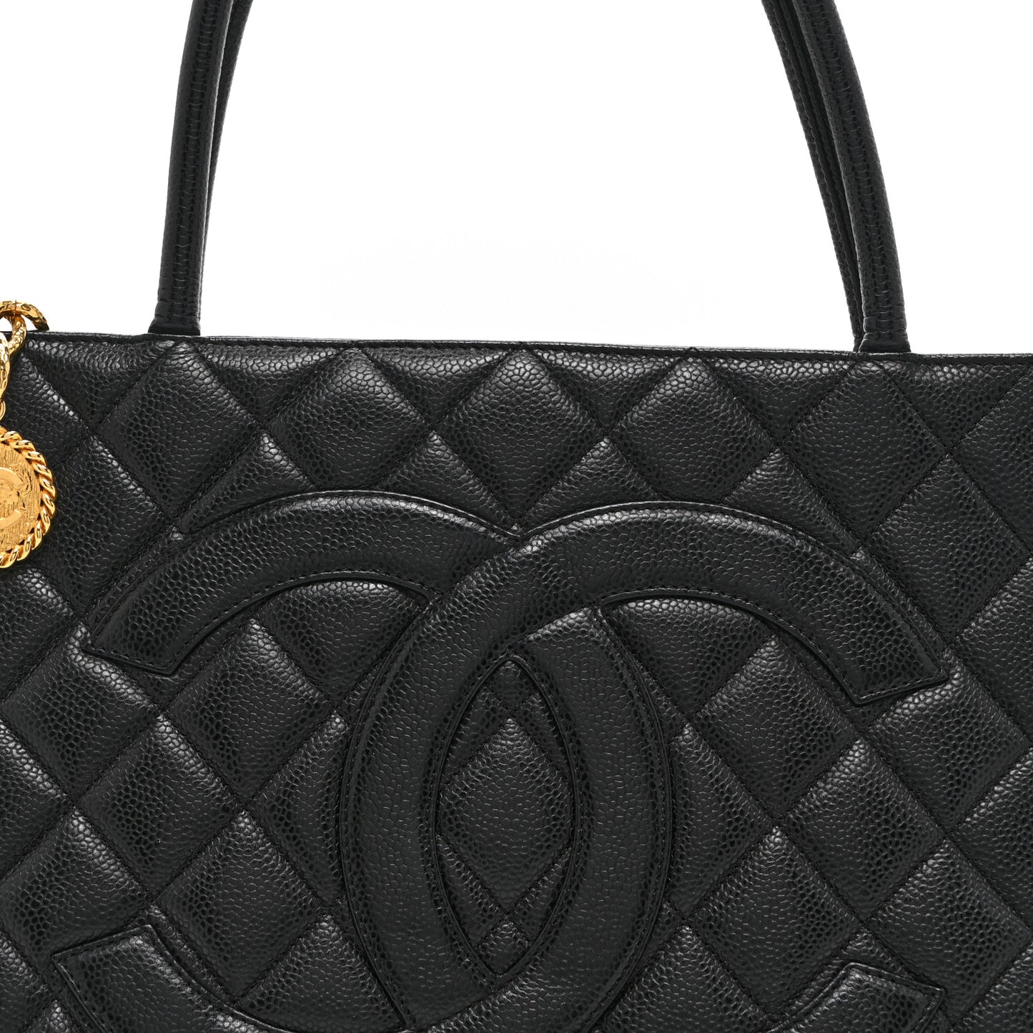 Caviar Quilted Medallion Tote Black