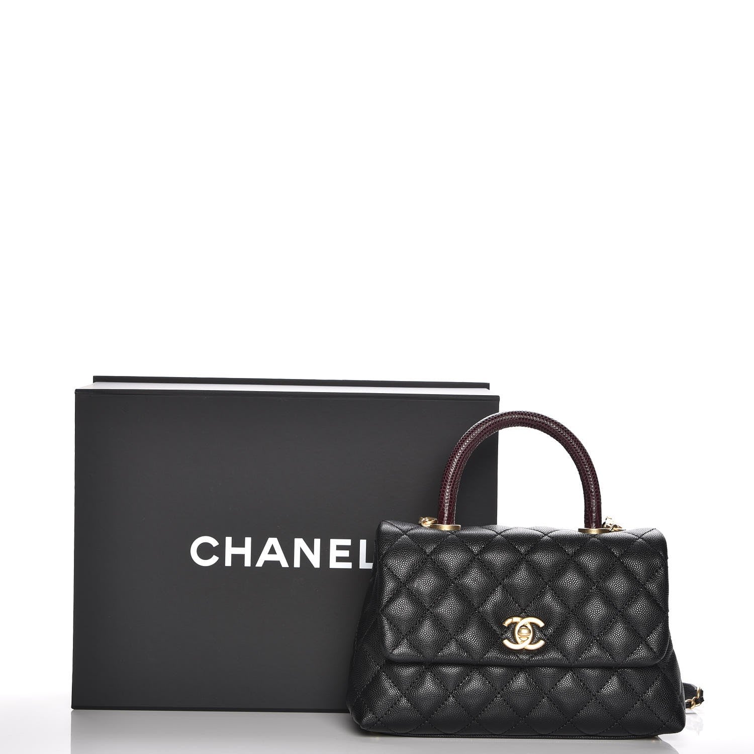 Chanel Caviar Lizard Quilted Mini Coco Handle Flap Black 9 of 9