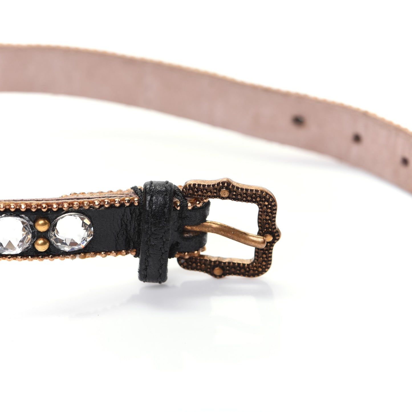 Metal Calfskin Crystal Double G Bracelet Black