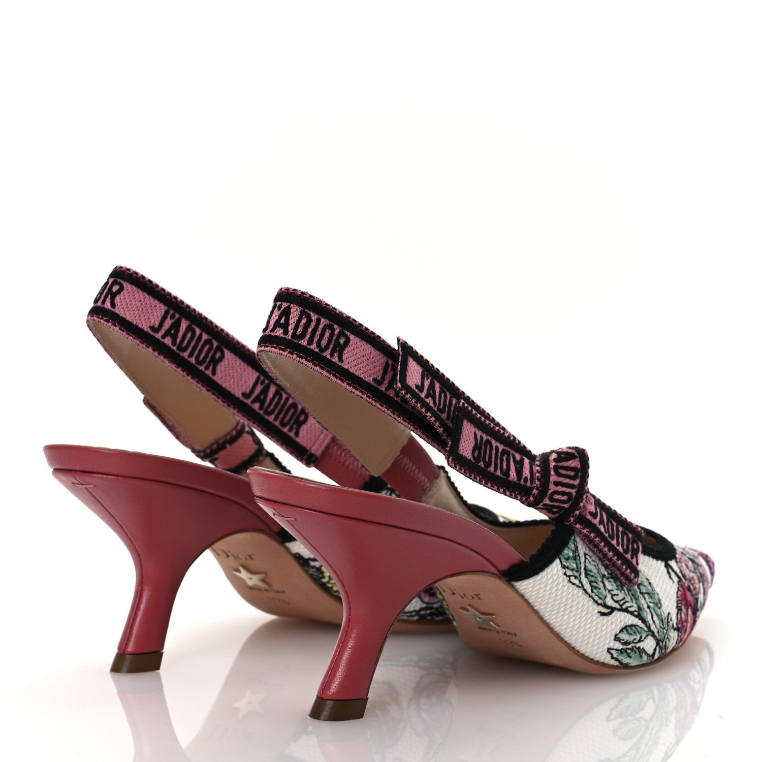 Christian Dior Canvas Embroidered Florilegio Ribbon J'Adior Slingback 65mm Pumps 37.5 White Multicolor 5 of 14