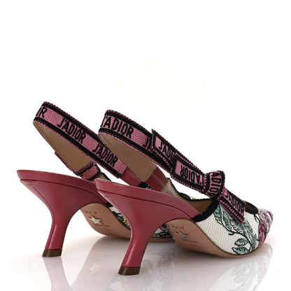 Christian Dior Canvas Embroidered Florilegio Ribbon J'Adior Slingback 65mm Pumps 37.5 White Multicolor 5 of 14