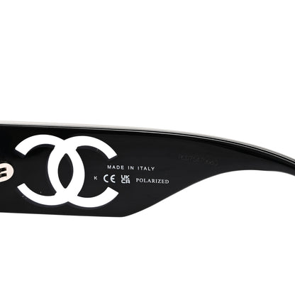Chanel Acetate Polarized Rectangle Sunglasses 5526-A Black 6 of 6