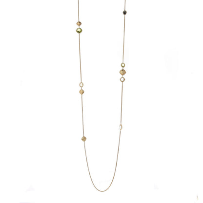David Yurman 18K Yellow Gold Prasiolite Hematite Peridot Garnet Chatelaine Station Necklace 1 of 6