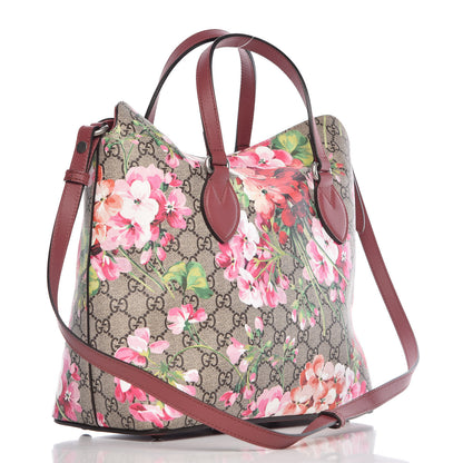 Gucci GG Supreme Monogram Blooms Linea A Foldover Tote Beige Multicolor Dry Rose 4 of 10