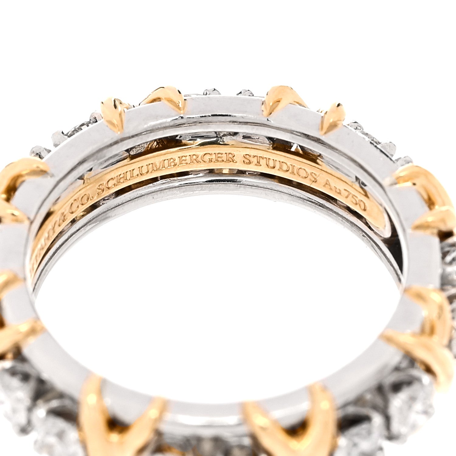 Tiffany Platinum 18K Yellow Gold Diamond Schlumberger Sixteen Stone Ring 52 6 5 of 6