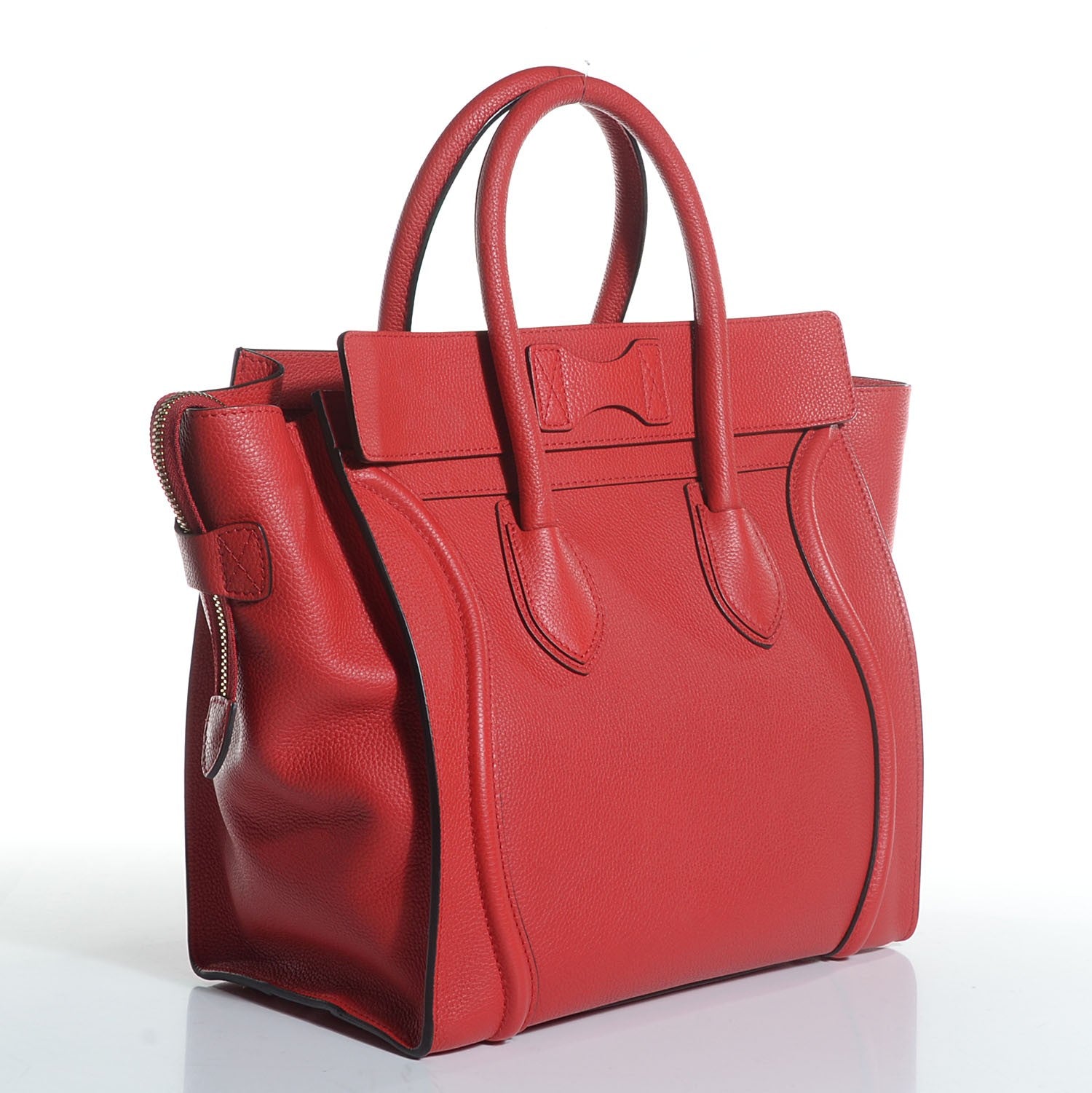 Celine Drummed Calfskin Mini Luggage Coquelicot 11 of 16