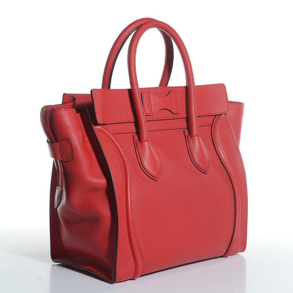 Celine Drummed Calfskin Mini Luggage Coquelicot 11 of 16