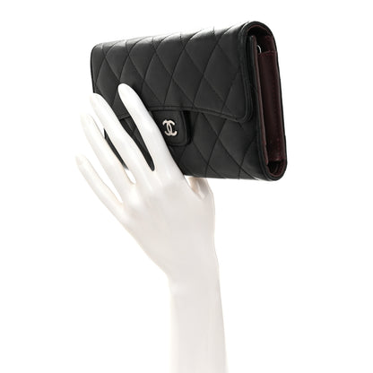Chanel Lambskin Quilted Large Flap Wallet Black 2 of 10