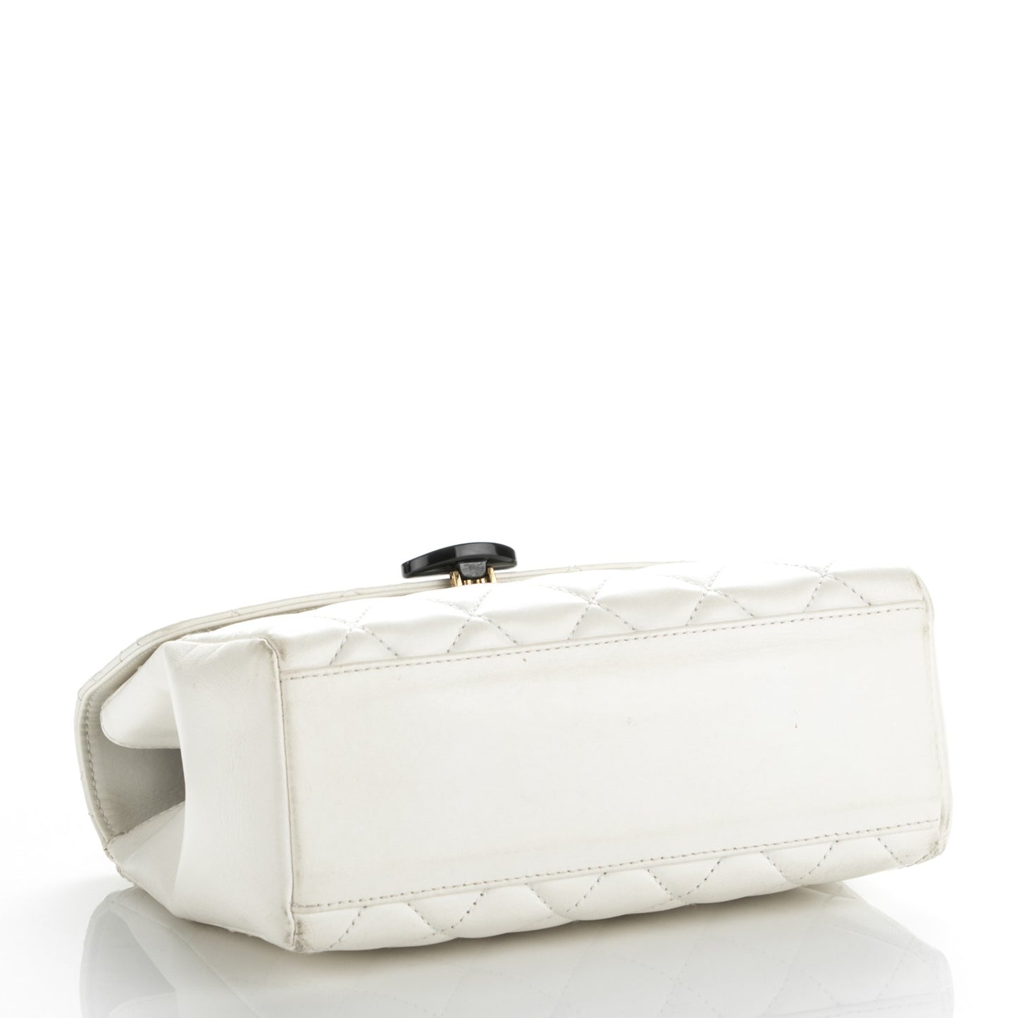 Lambskin Quilted Bekko Resin Flap White