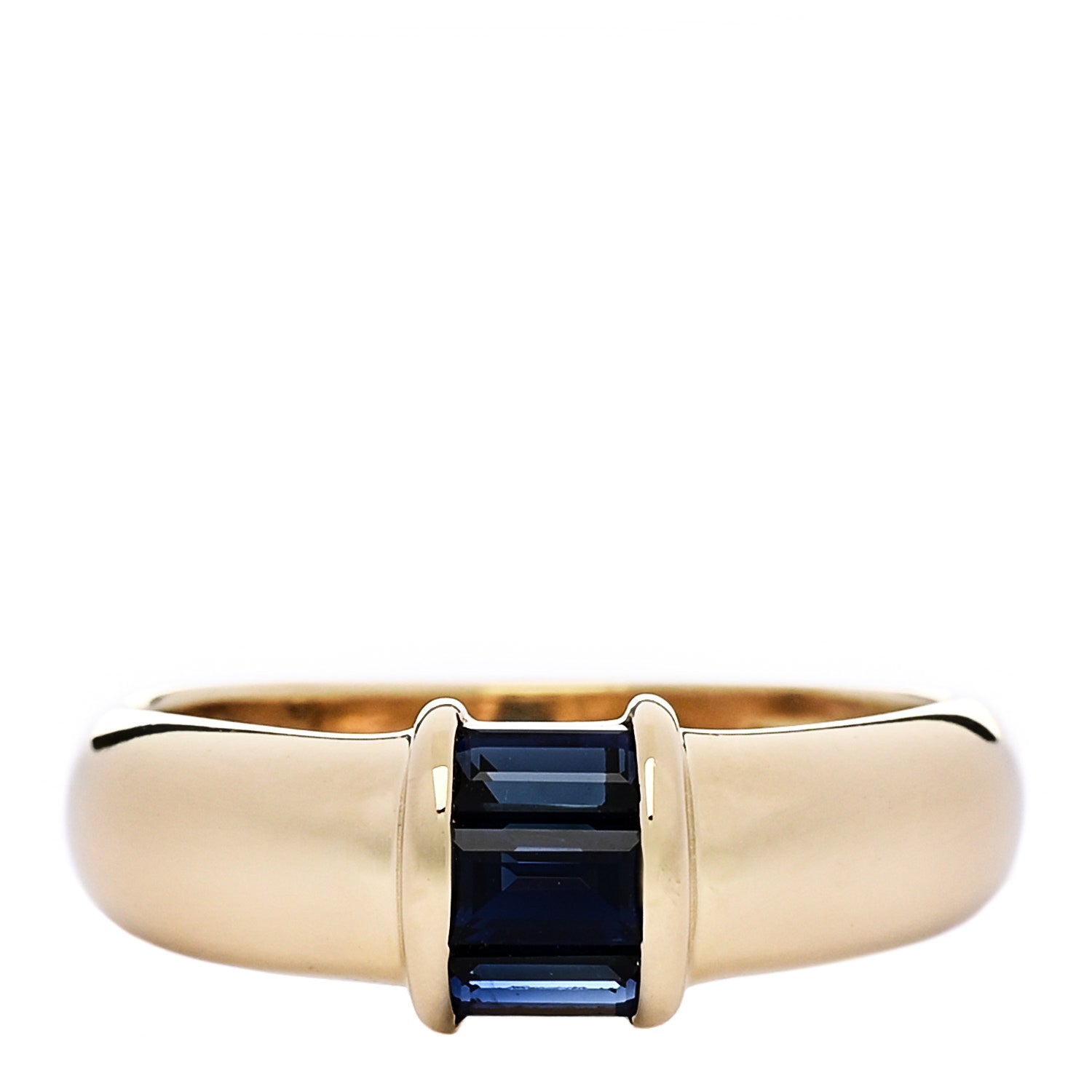 Tiffany 18K Yellow Gold Blue Sapphire Baguette Ring 51 5.75 1 of 6