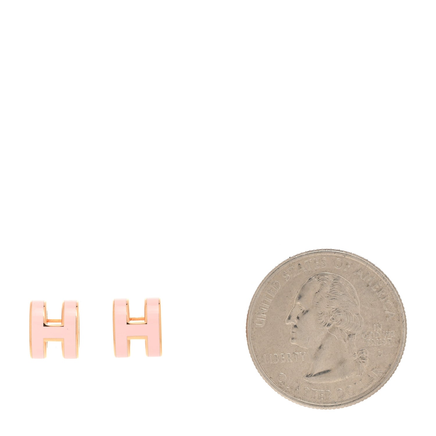 Hermes Gold Lacquered Mini Pop H Earrings Rose Dragee 2 of 6