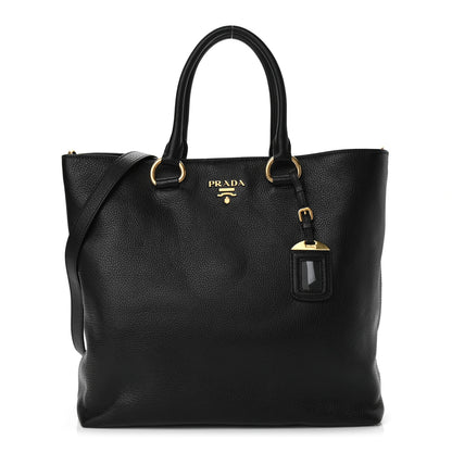 Prada Vitello Daino Tote Black 1 of 8