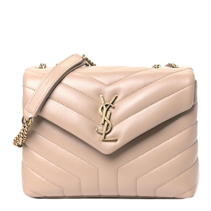 Saint Laurent Calfskin Y Quilted Monogram Small Loulou Chain Satchel Dark Beige 1 of 5