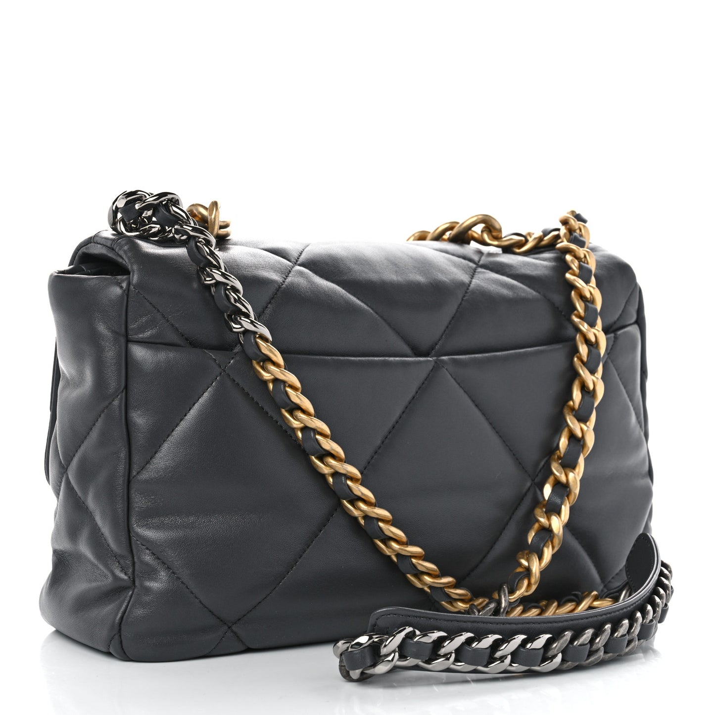 Lambskin Quilted Large Chanel 19 Flap Dark Grey