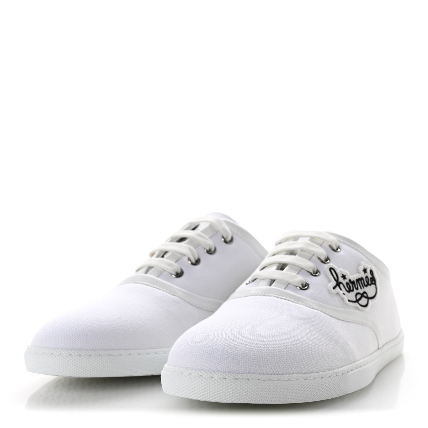 Hermes Canvas Embroidered Innocent Sneakers 41 White 4 of 9