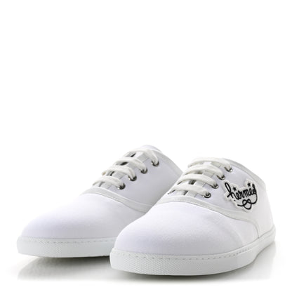 Hermes Canvas Embroidered Innocent Sneakers 41 White 4 of 9