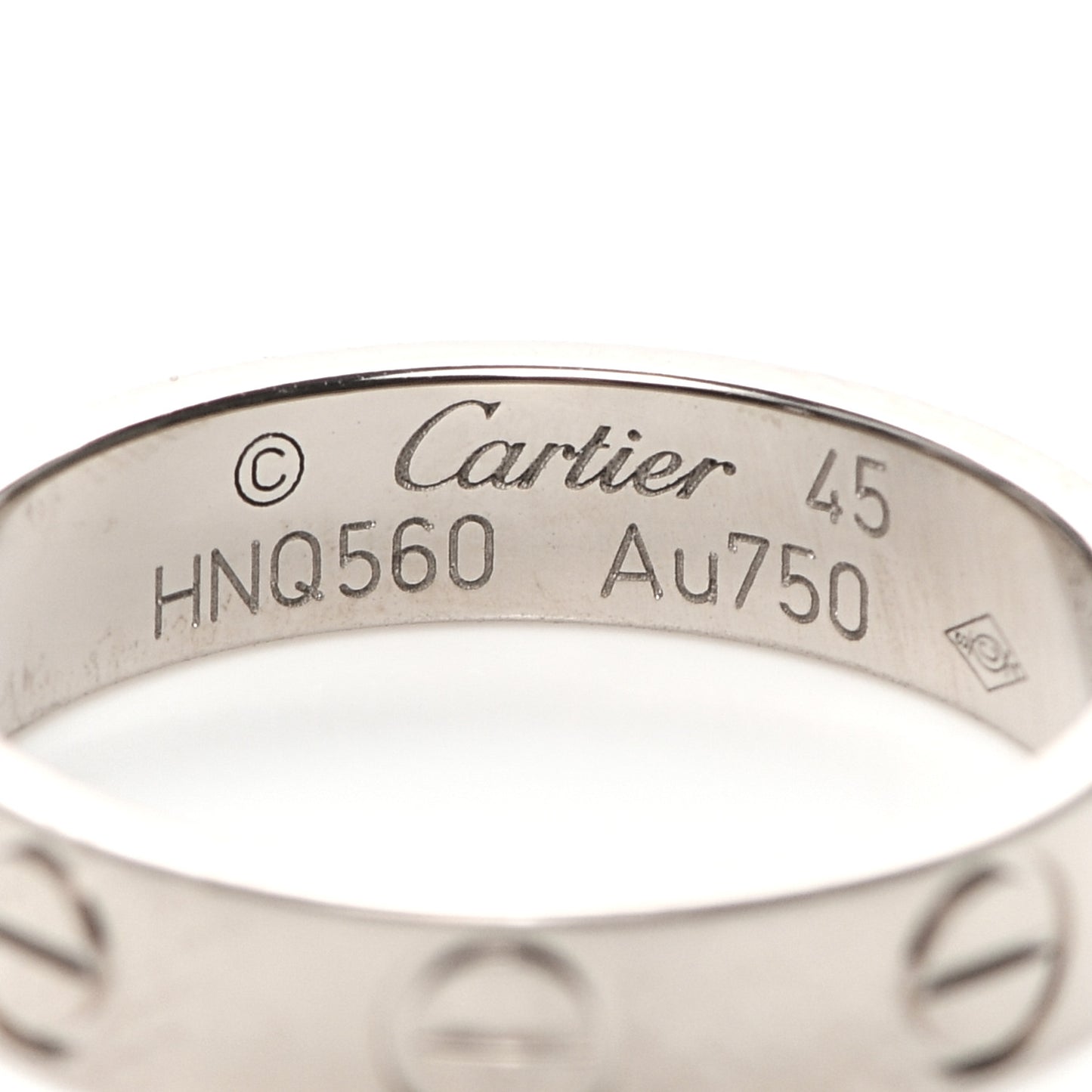 18K White Gold 3.5mm LOVE Wedding Band Ring 45 3.25