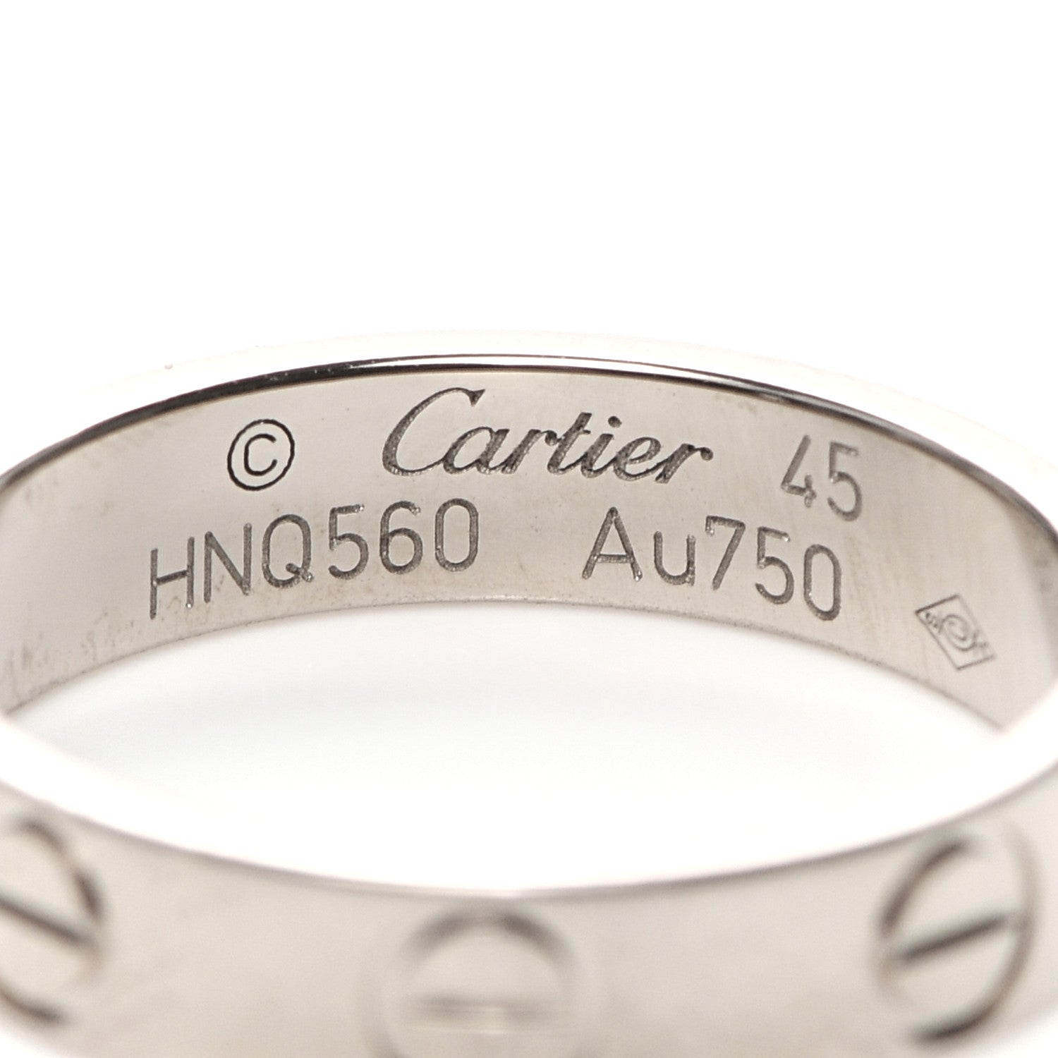 Cartier 18K White Gold 3.5mm LOVE Wedding Band Ring 45 3.25 4 of 4