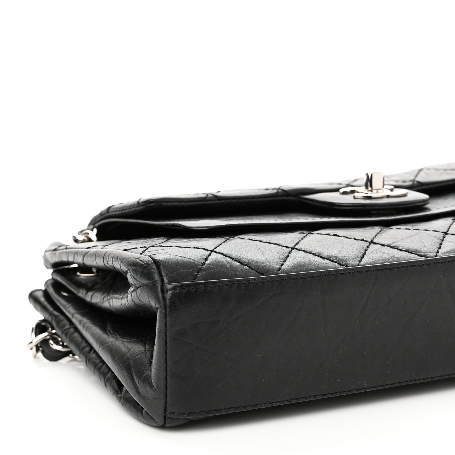 Chanel Aged Calfskin Quilted Medium Accordion Flap Black 8 of 9