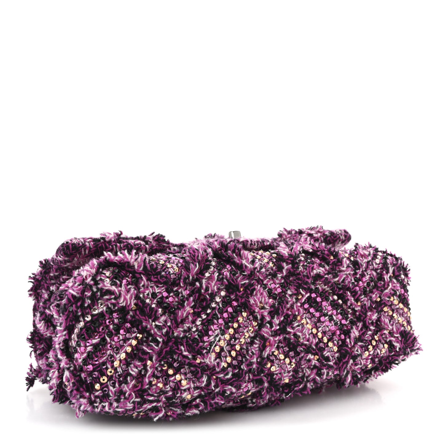 Crystal Tweed Quilted Medium Double Flap Purple Multicolor