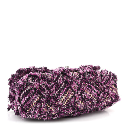 Chanel Crystal Tweed Quilted Medium Double Flap Purple Multicolor 8 of 20