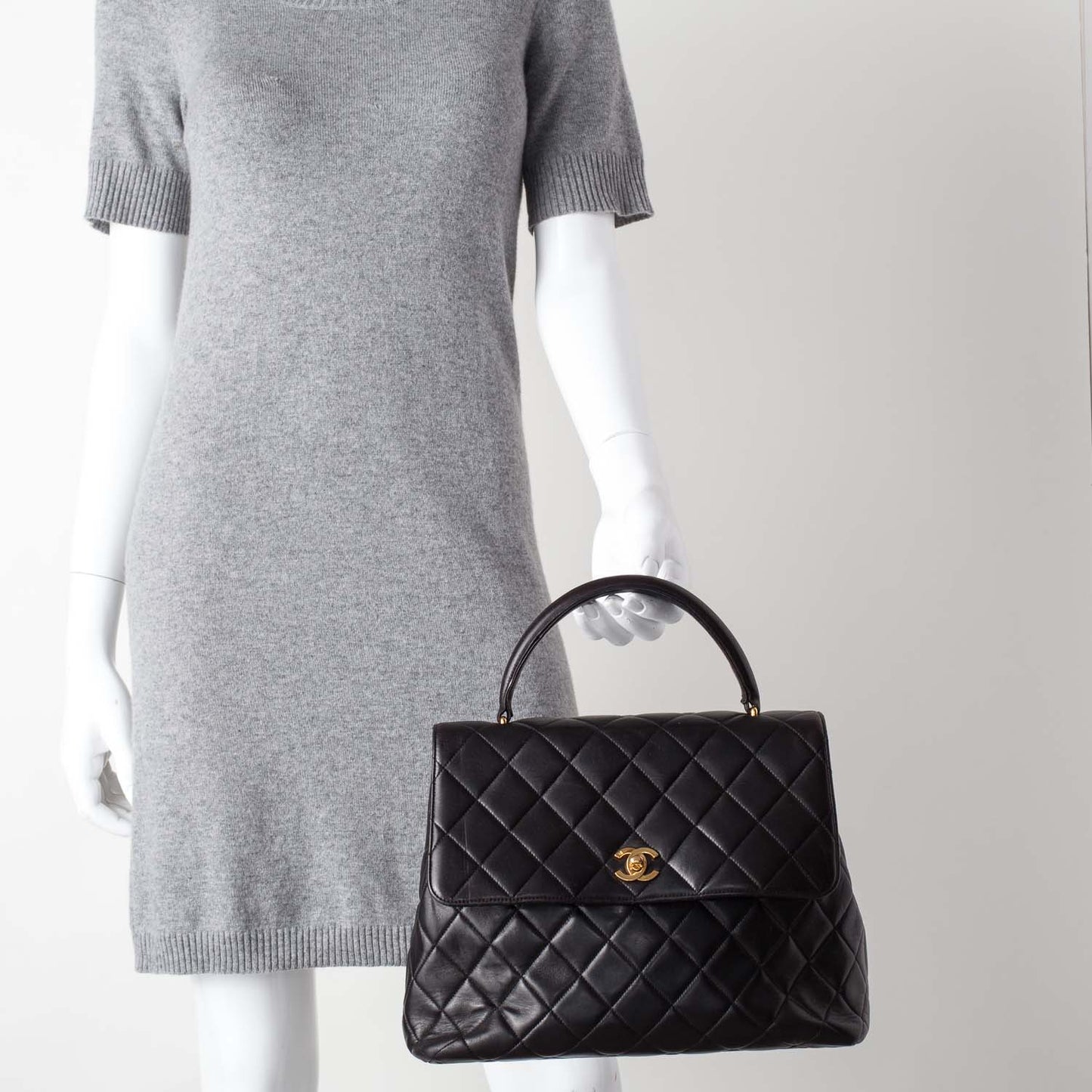 Lambskin Kelly Flap Bag Black