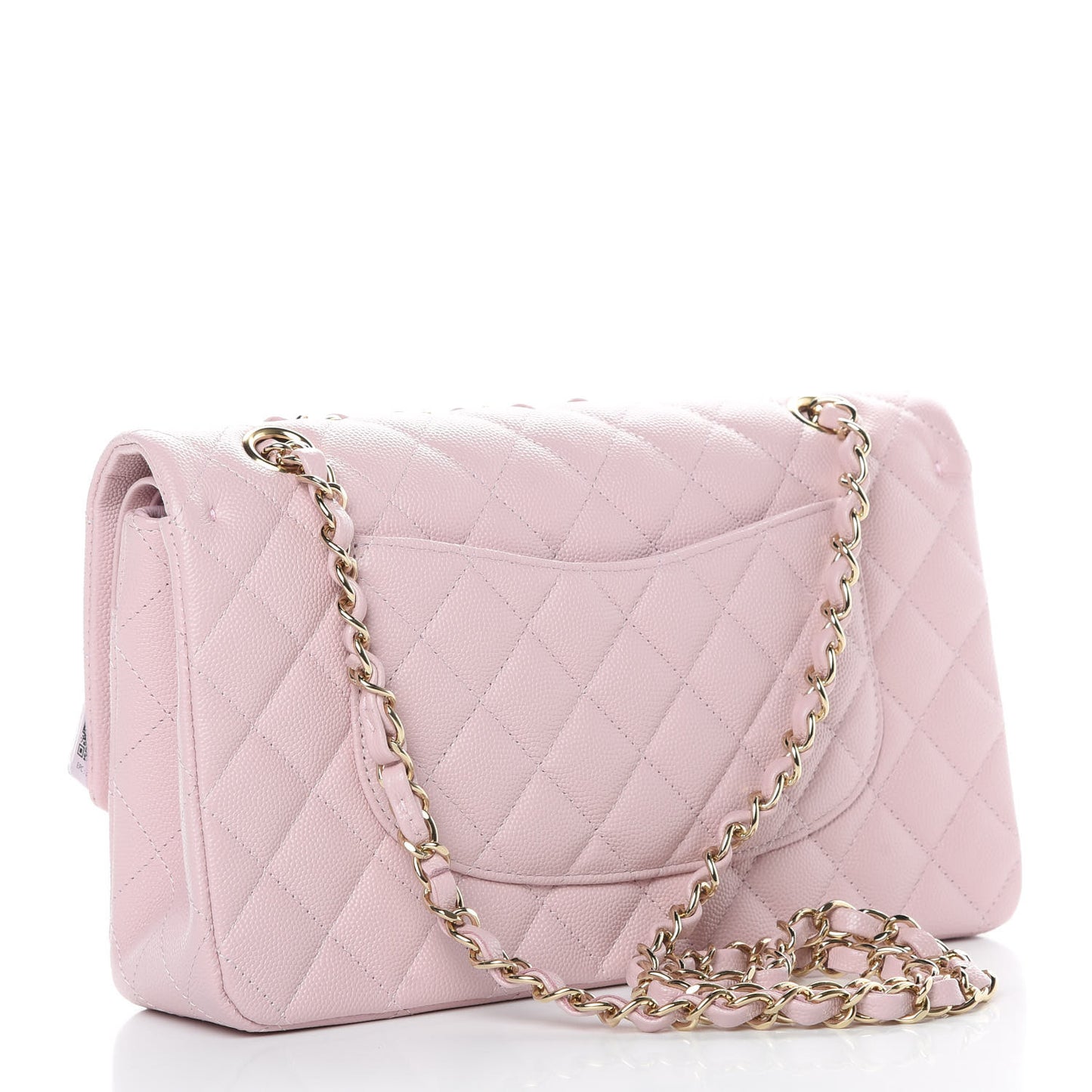 Caviar Quilted Medium Double Flap Light Pink