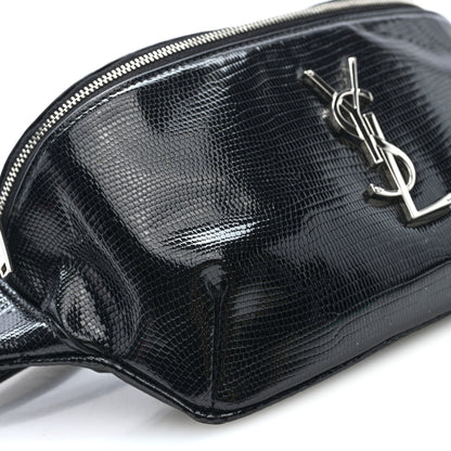 Saint Laurent Lizard Embossed Calfskin Belt Bag Black 8 of 9