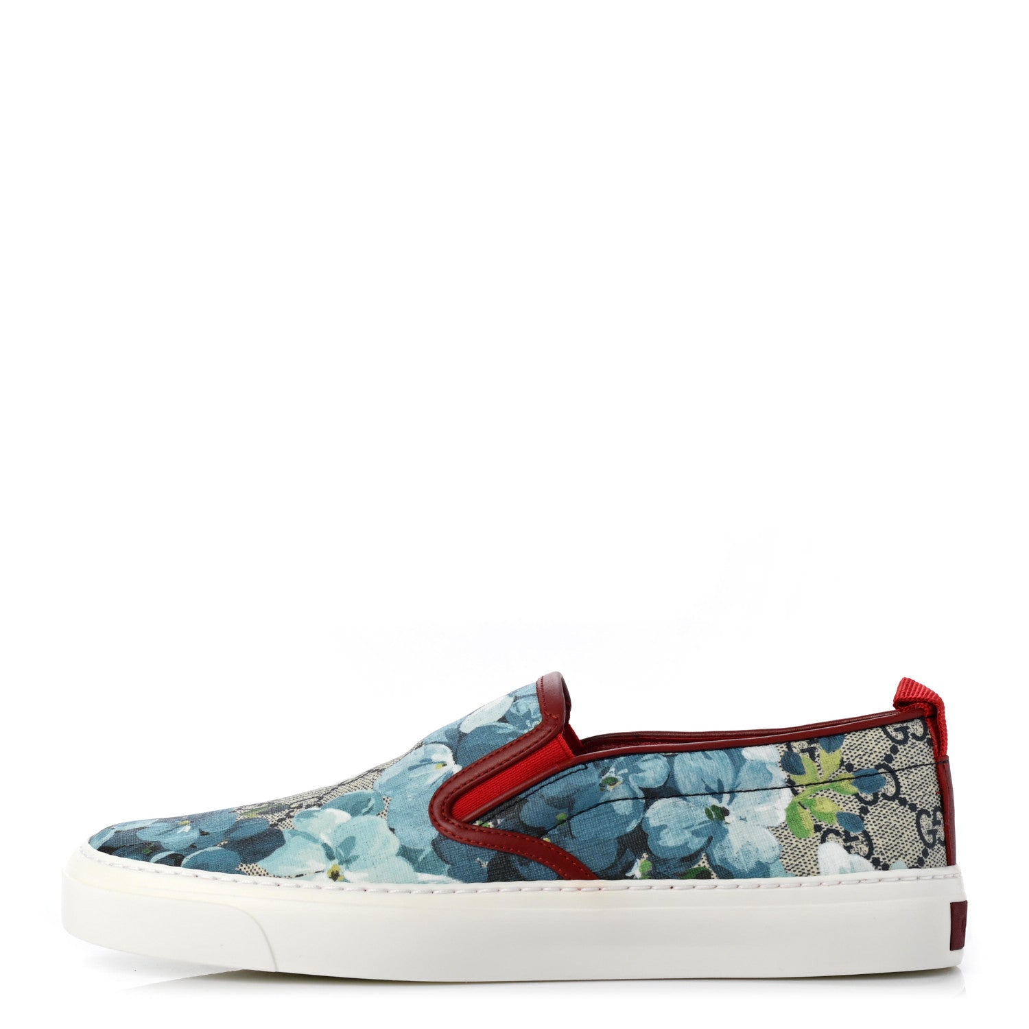 Gucci GG Supreme Monogram Blooms Womens Slip On Sneakers 38 Beige Blue Navy Red 1 of 8