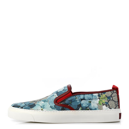Gucci GG Supreme Monogram Blooms Womens Slip On Sneakers 38 Beige Blue Navy Red 1 of 8
