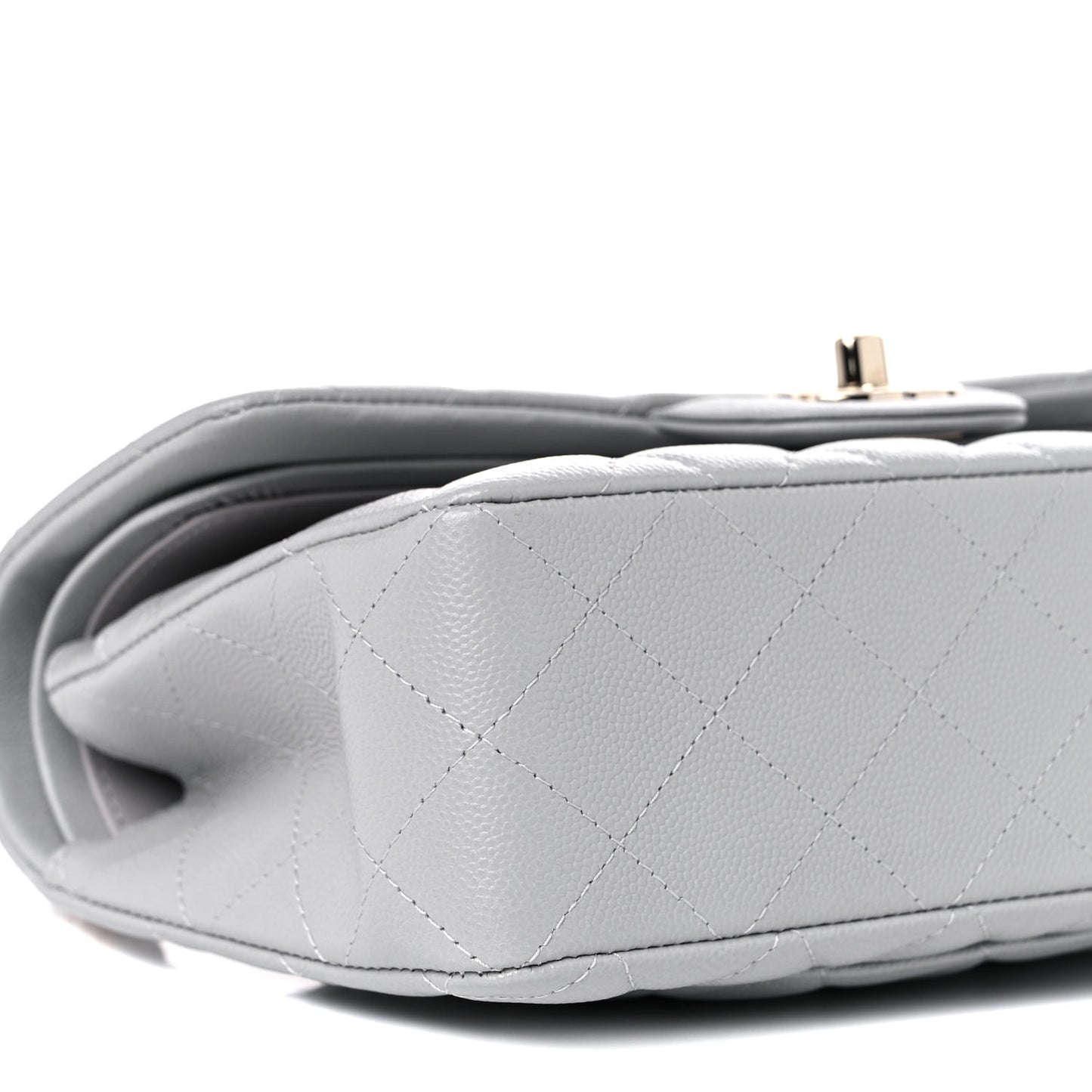 Caviar Quilted Small Double Flap Grey