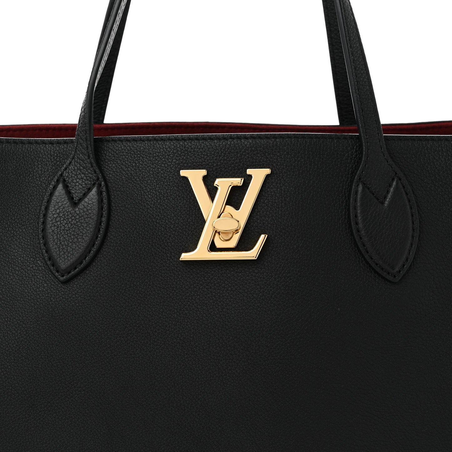 Grained Calfskin Lockme Shopper Black