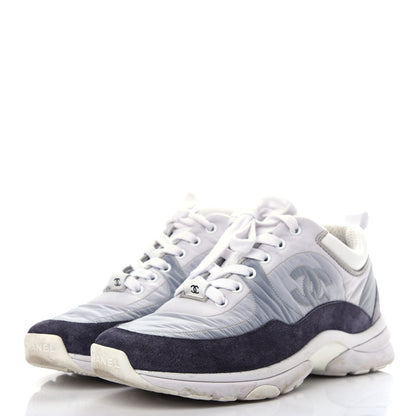 Chanel Nylon Calfskin Suede CC Sneakers 37 Grey 3 of 11
