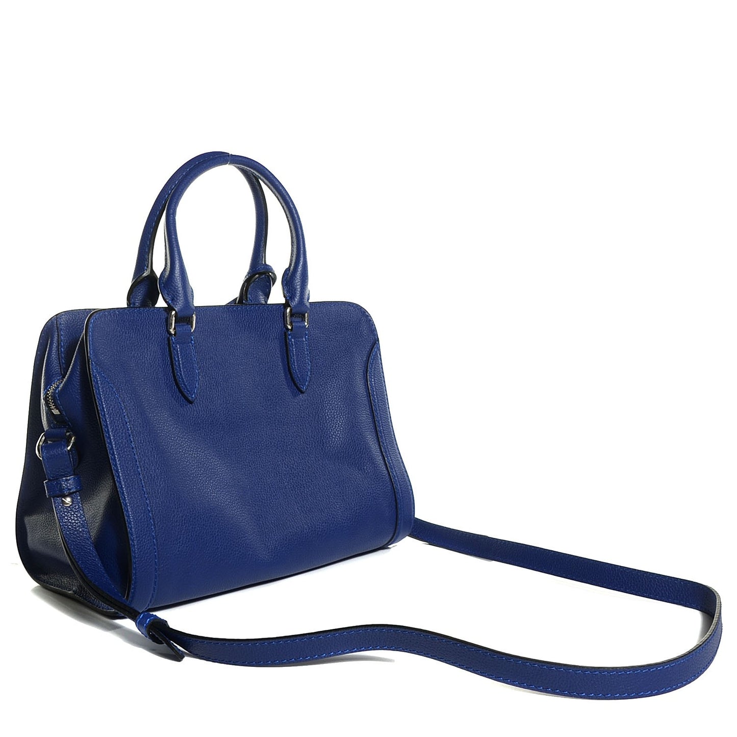 Pebbled Calfskin Small Skull Padlock Zip Around Tote Ultramarine