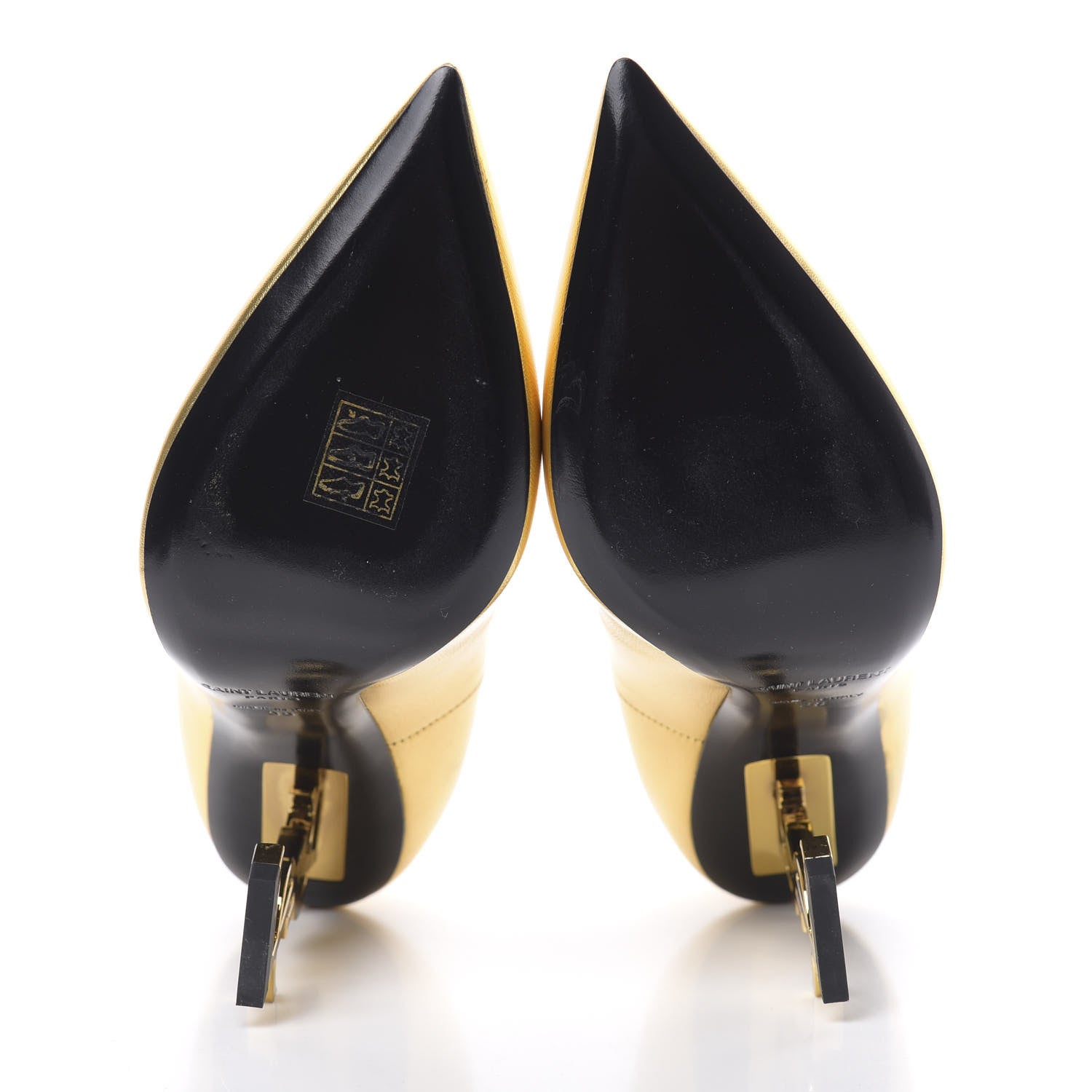 Saint Laurent Calfskin Opyum 100 Pumps 38 Gold 5 of 9