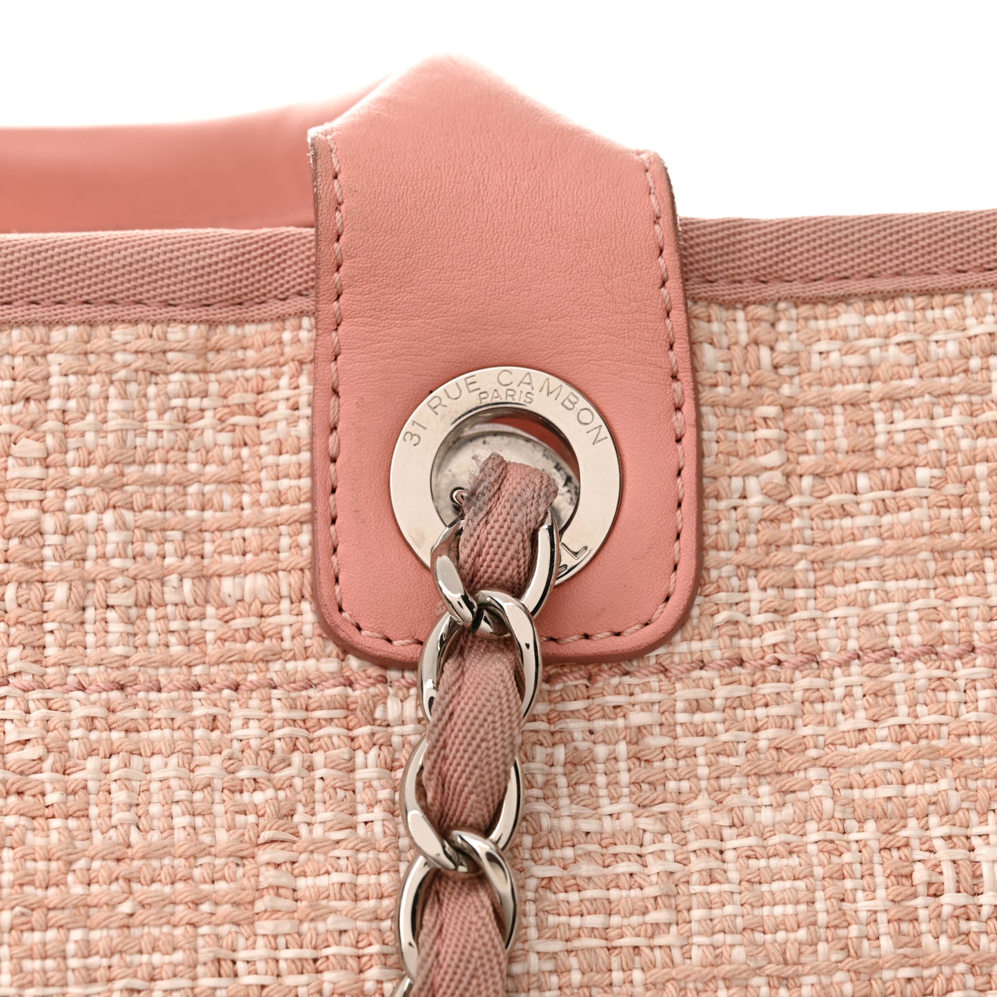 Straw Lurex Large Deauville Tote Pink