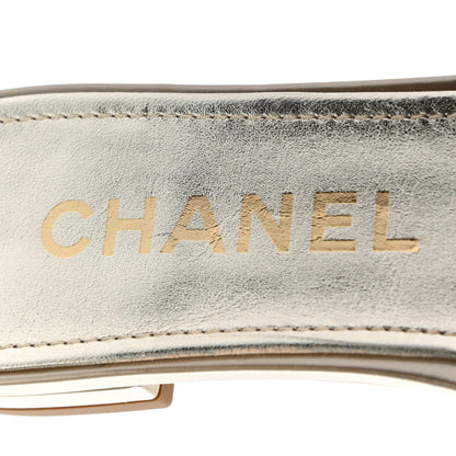 Chanel Glitter Mesh Patent Calfskin CC Sandal Mule 36 Gold 6 of 6